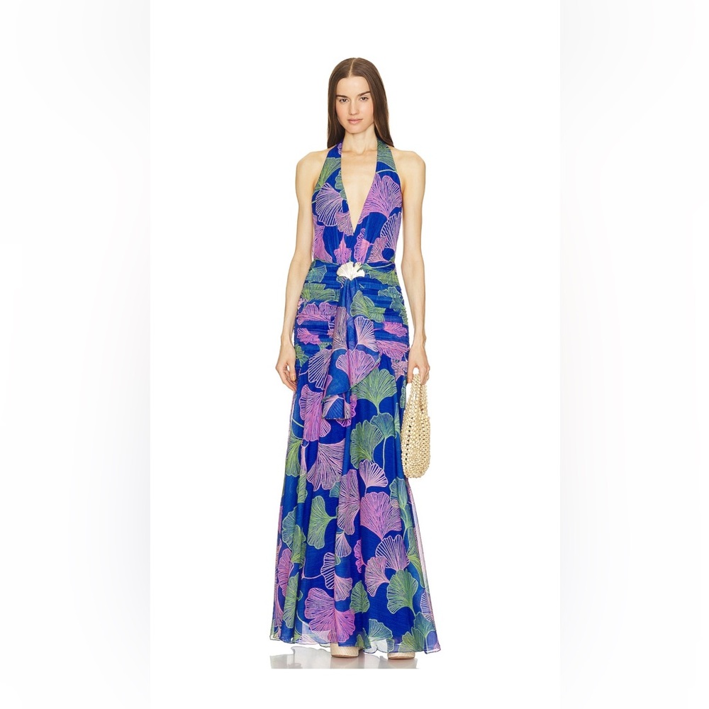 Women’s size 12 PatBo Ocean Leaf Draped Maxi Dress